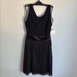 Anne Klein Black Midi Dress with Gold Accents